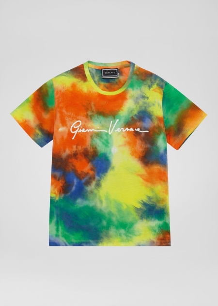 Versace Tie-Dye Print GV Signature T-shirt Pojke - 063812CKH